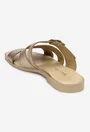 Sandale stil papuc dama din piele auriu roze cu model