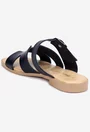 Sandale stil papuc dama din piele bleumarin