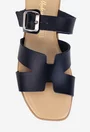 Sandale stil papuc dama din piele bleumarin