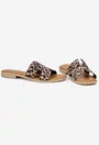 Sandale stil papuc dama din piele cu imprimeu animal print