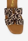 Sandale stil papuc dama din piele cu imprimeu animal print