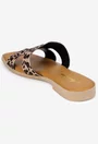 Sandale stil papuc dama din piele cu imprimeu animal print