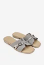 Sandale stil papuc dama din piele intoarsa gri