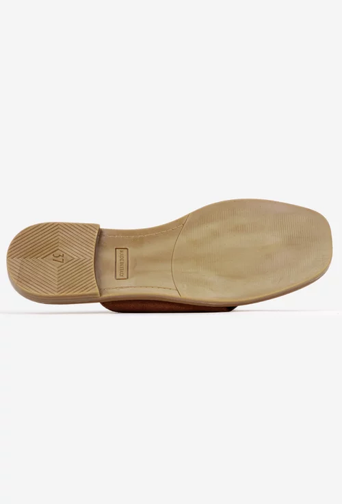 Sandale stil papuc dama din piele intoarsa maro