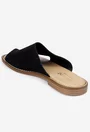 Sandale stil papuc dama din piele intoarsa neagra