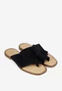 Sandale stil papuc dama din piele intoarsa neagra