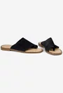 Sandale stil papuc dama din piele intoarsa neagra