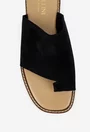 Sandale stil papuc dama din piele intoarsa neagra