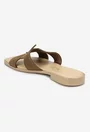 Sandale stil papuc dama din piele intoarsa taupe