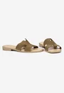 Sandale stil papuc dama din piele intoarsa taupe