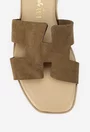 Sandale stil papuc dama din piele intoarsa taupe