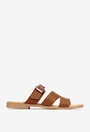 Sandale stil papuc dama din piele maro