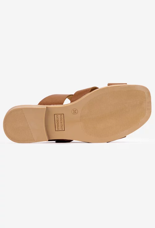 Sandale stil papuc dama din piele maro