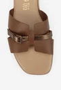 Sandale stil papuc dama din piele maro