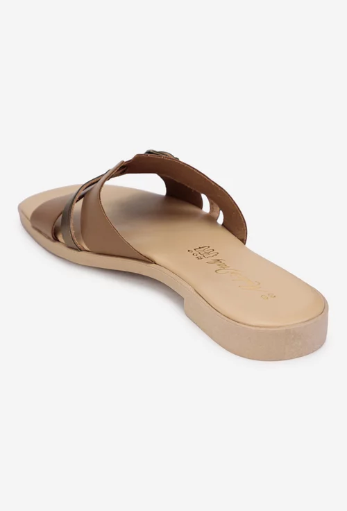 Sandale stil papuc dama din piele maro