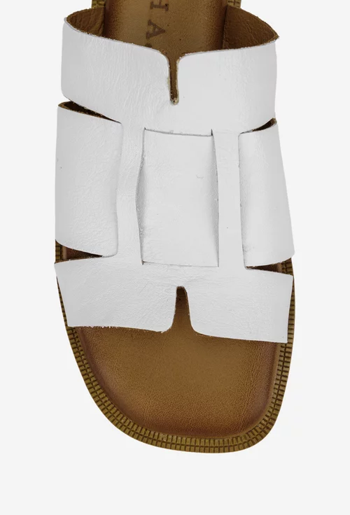 Sandale stil papuc dama din piele naturala alba