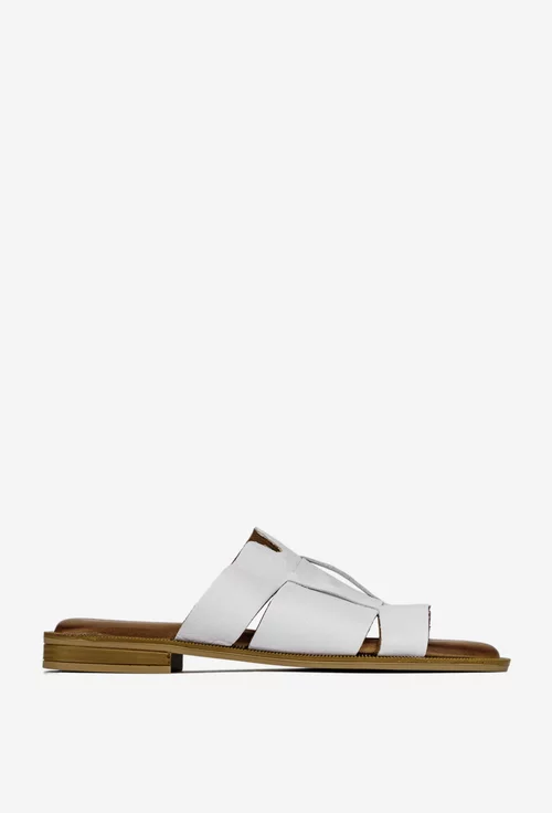 Sandale stil papuc dama din piele naturala alba