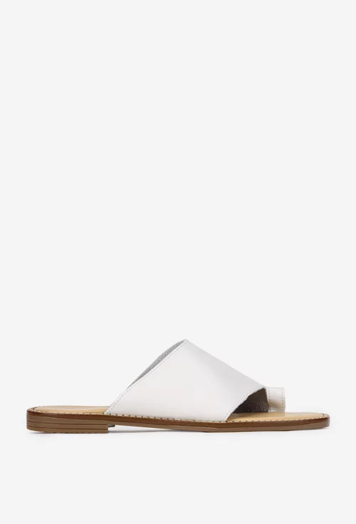 Sandale stil papuc dama din piele naturala alba