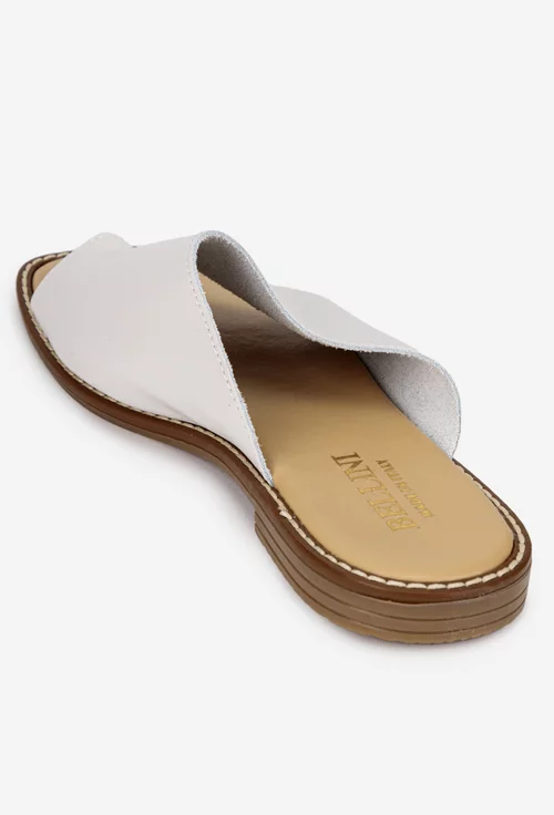 Sandale stil papuc dama din piele naturala alba