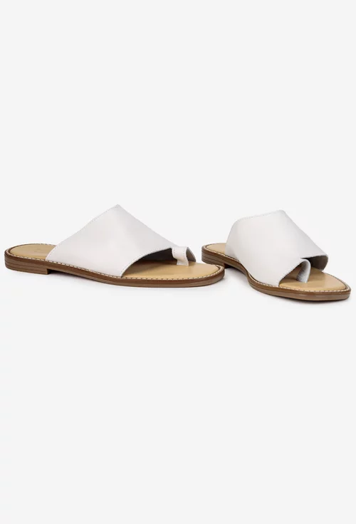 Sandale stil papuc dama din piele naturala alba