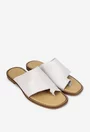 Sandale stil papuc dama din piele naturala alba