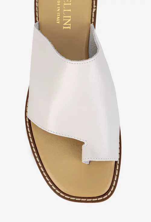 Sandale stil papuc dama din piele naturala alba