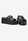 Sandale stil papuc dama din piele naturala neagra