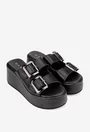 Sandale stil papuc dama din piele naturala neagra