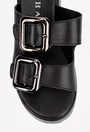 Sandale stil papuc dama din piele naturala neagra
