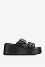 Sandale stil papuc dama din piele naturala neagra