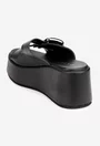 Sandale stil papuc dama din piele naturala neagra
