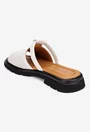 Sandale stil papuc dama din piele perforata bej