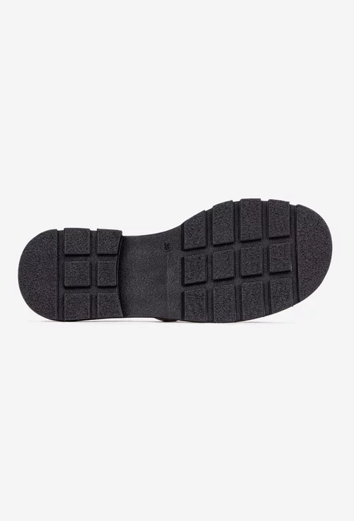 Sandale stil papuc dama din piele perforata bej