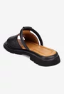 Sandale stil papuc dama din piele perforata neagra