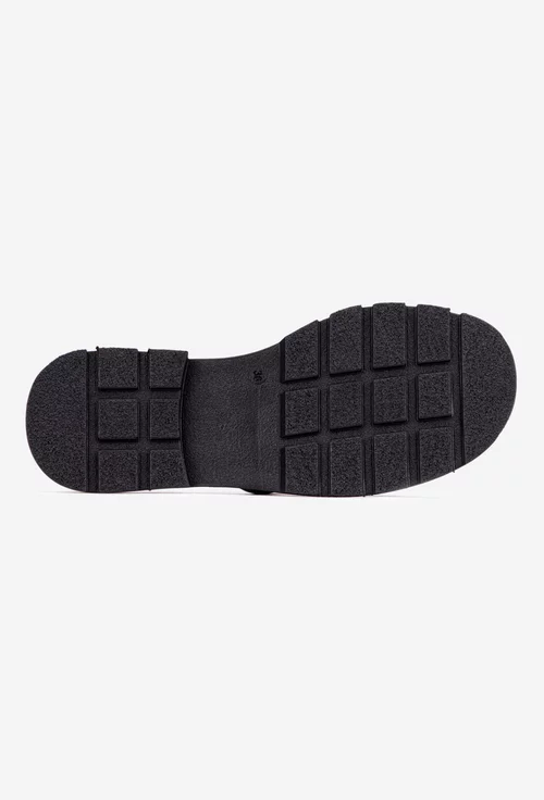 Sandale stil papuc dama din piele perforata neagra