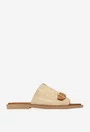 Sandale stil papuc dama din piele taupe cu maro