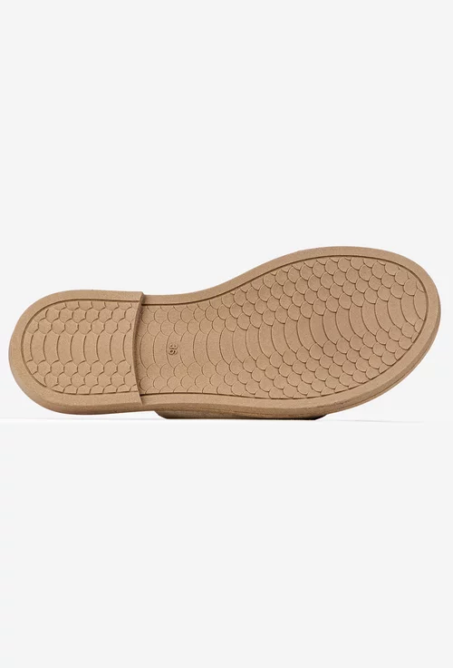 Sandale stil papuc dama din piele taupe cu maro