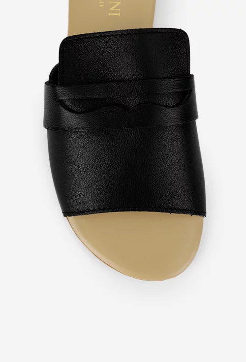 Sandale stil papuc dama negre din piele naturala