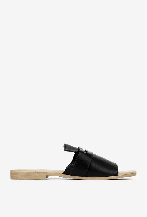 Sandale stil papuc dama negre din piele naturala