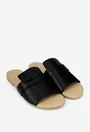 Sandale stil papuc dama negre din piele naturala
