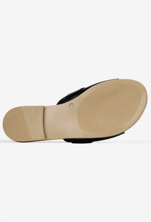 Sandale stil papuc dama negre din piele naturala