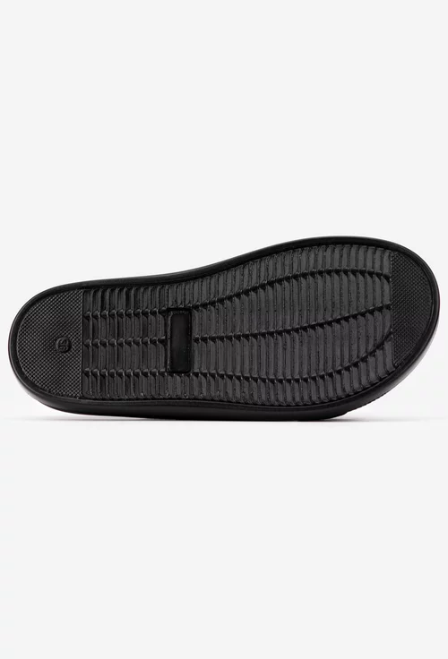 Sandale stil papuc dama negre din piele naturala