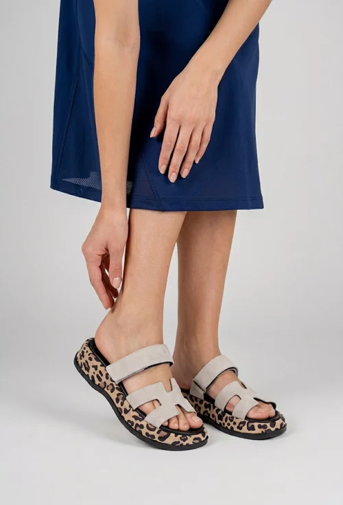 Sandale stil papuc dama NUR din piele intoarsa grej