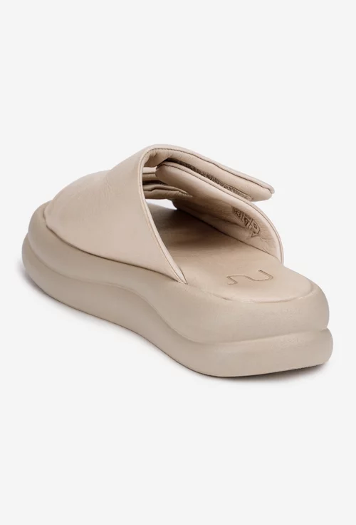 Sandale stil papuc dama NUR din piele naturala bej