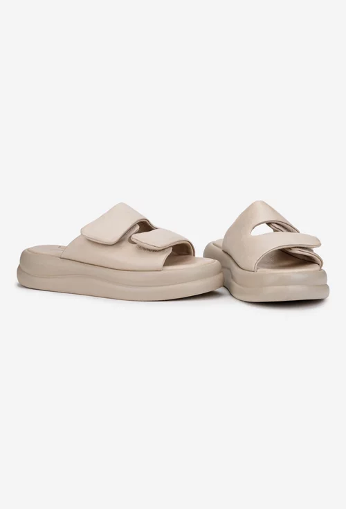 Sandale stil papuc dama NUR din piele naturala bej