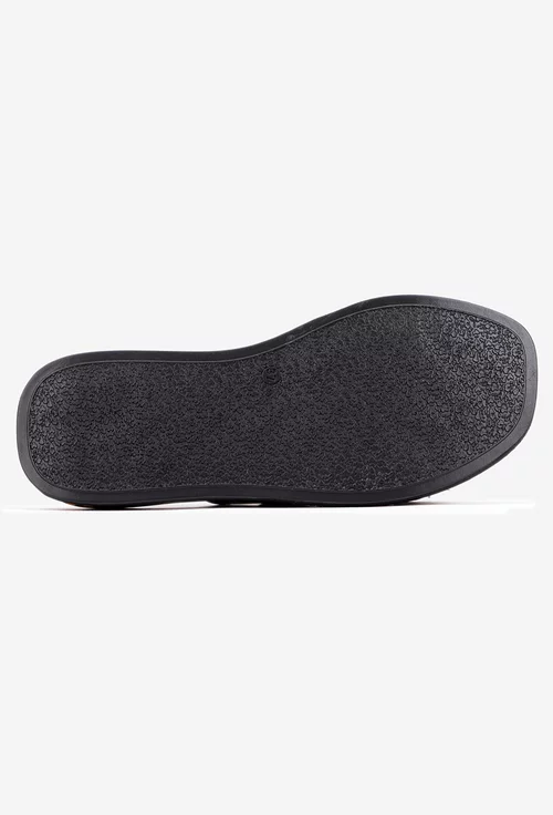 Sandale stil papuc dama NUR maro cu negru din piele
