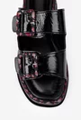 Sandale stil papuc dama NUR negre din piele lacuita
