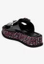 Sandale stil papuc dama NUR negre din piele lacuita