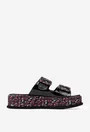 Sandale stil papuc dama NUR negre din piele lacuita