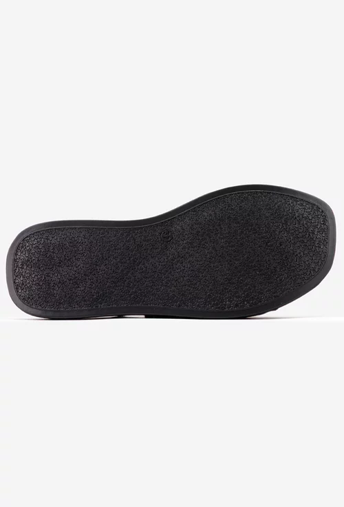 Sandale stil papuc dama NUR negre din piele lacuita